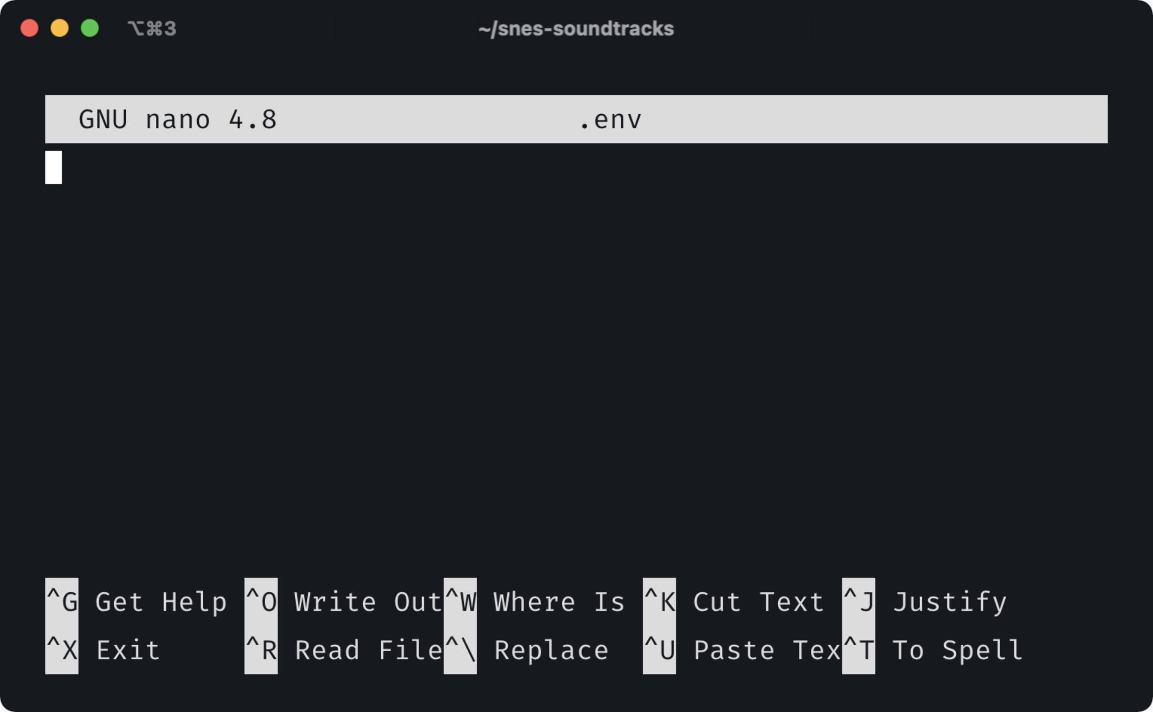 nano text editor interface